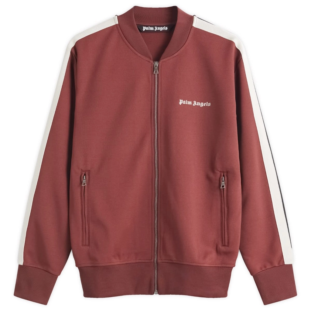 Palm Angels Men's Logo Bomber Track Jacket Burgundy